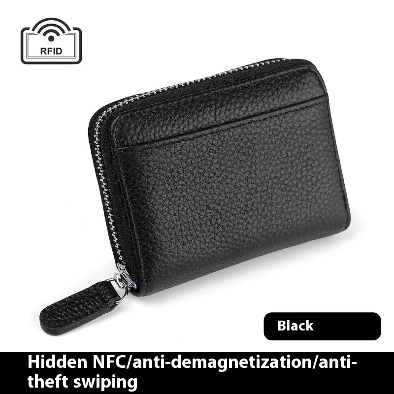RFID Genuine Leather Card Wallet Men Women Purse With Coin Pocket Zipper Credit Holder… — image 4