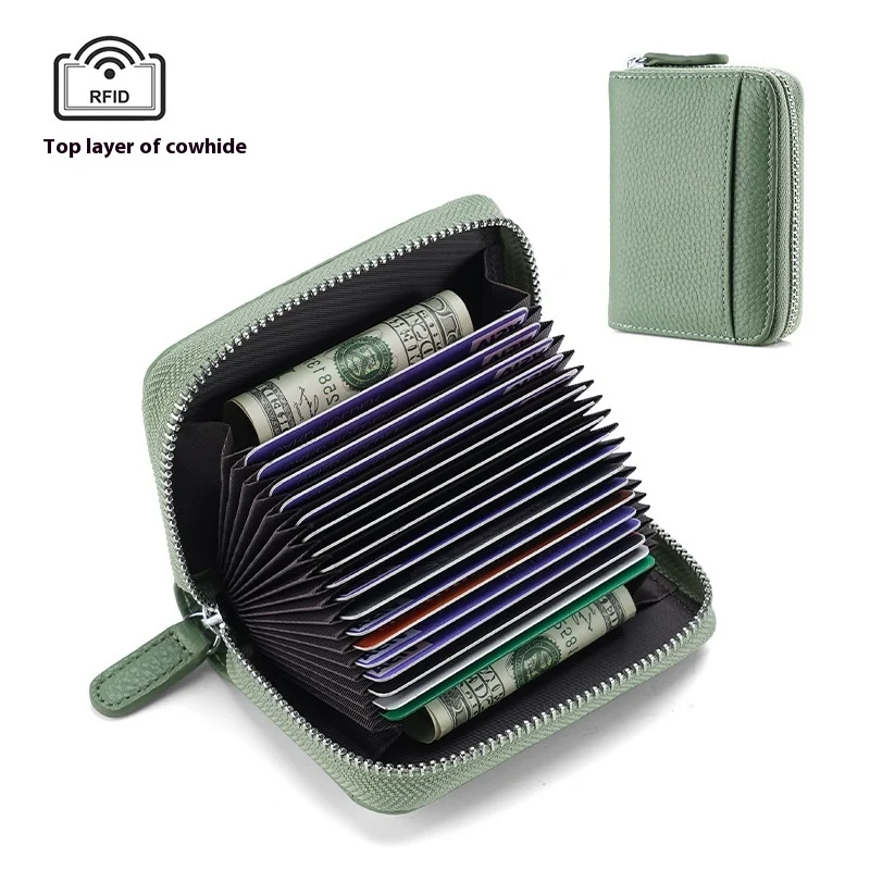 RFID Genuine Leather Card Wallet Men Women Purse With Coin Pocket Zipper Credit Holder… — image 3