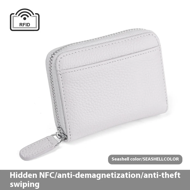 RFID Genuine Leather Card Wallet Men Women Purse With Coin Pocket Zipper Credit Holder… — image 11