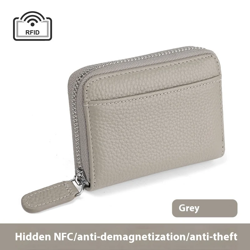 RFID Genuine Leather Card Wallet Men Women Purse With Coin Pocket Zipper Credit Holder… — image 12