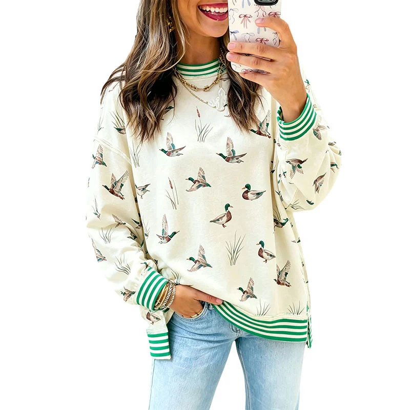 Ribbed-trim Animal-print Loose-fit Womens Sweatshirt — image 5