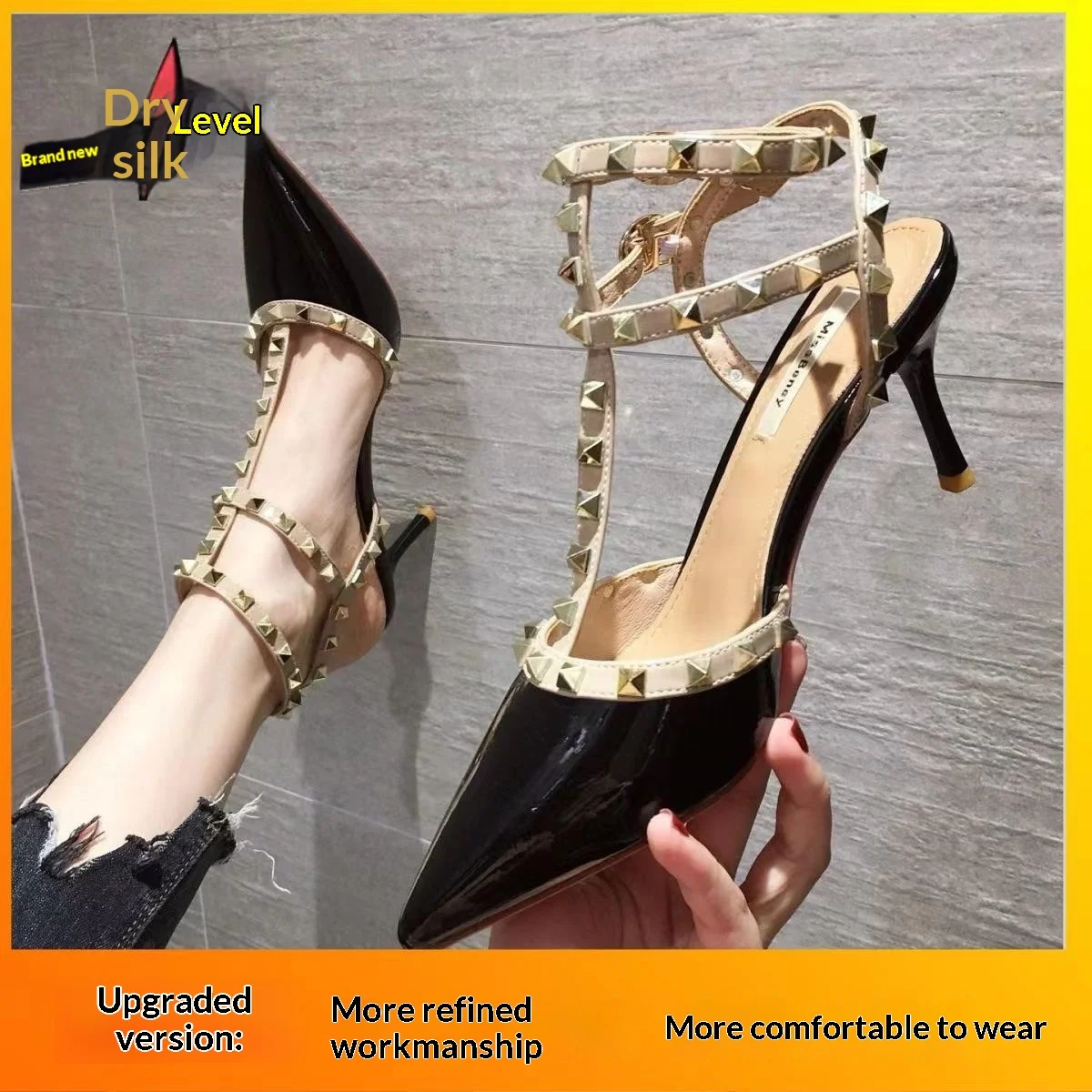 Rivet Nude High-heeled Shoes For Women — image 2