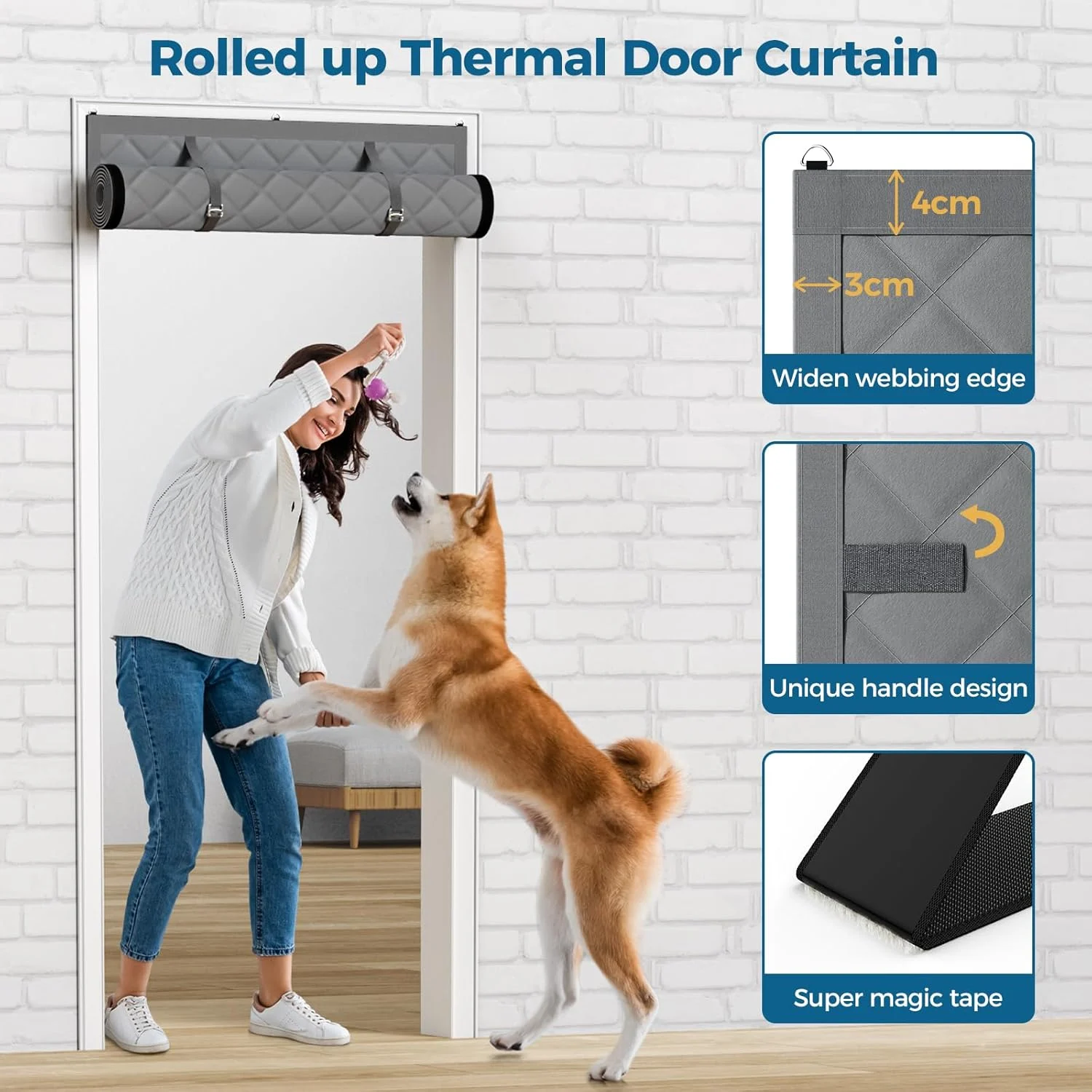Roll-up Thick Insulated Door Curtain, Block Cold Wind Save Heating Cost, Dual… — image 13