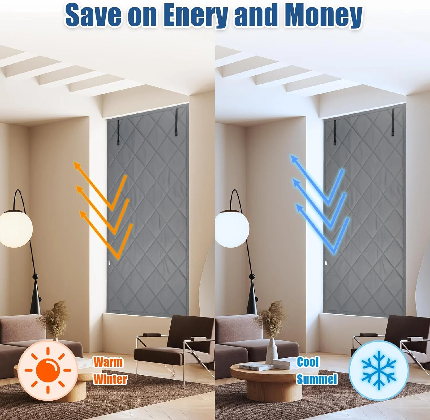 Roll-up Thick Insulated Door Curtain, Block Cold Wind Save Heating Cost, Dual… — image 2