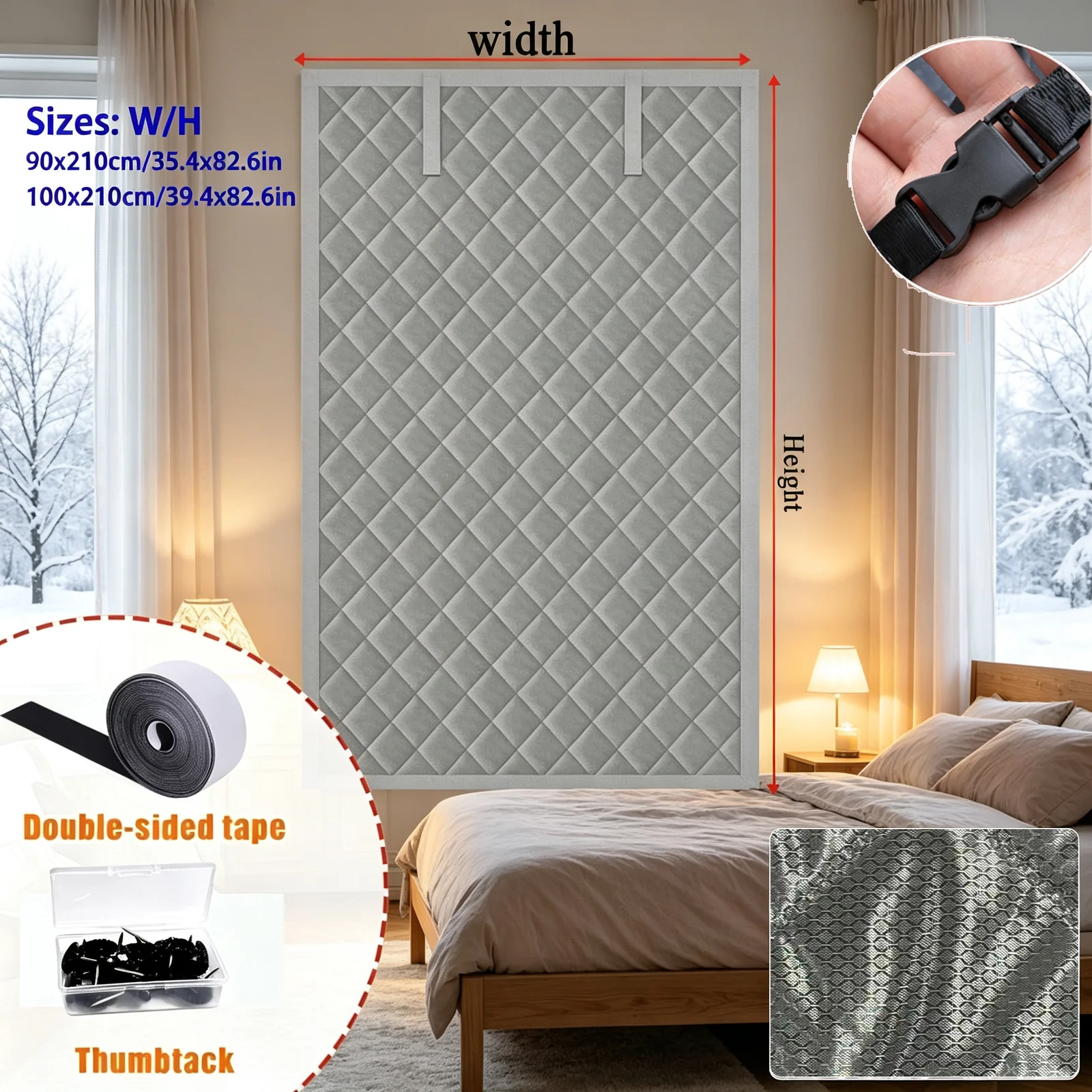 Roll-up Thick Insulated Door Curtain, Block Cold Wind Save Heating Cost, Dual… — image 3
