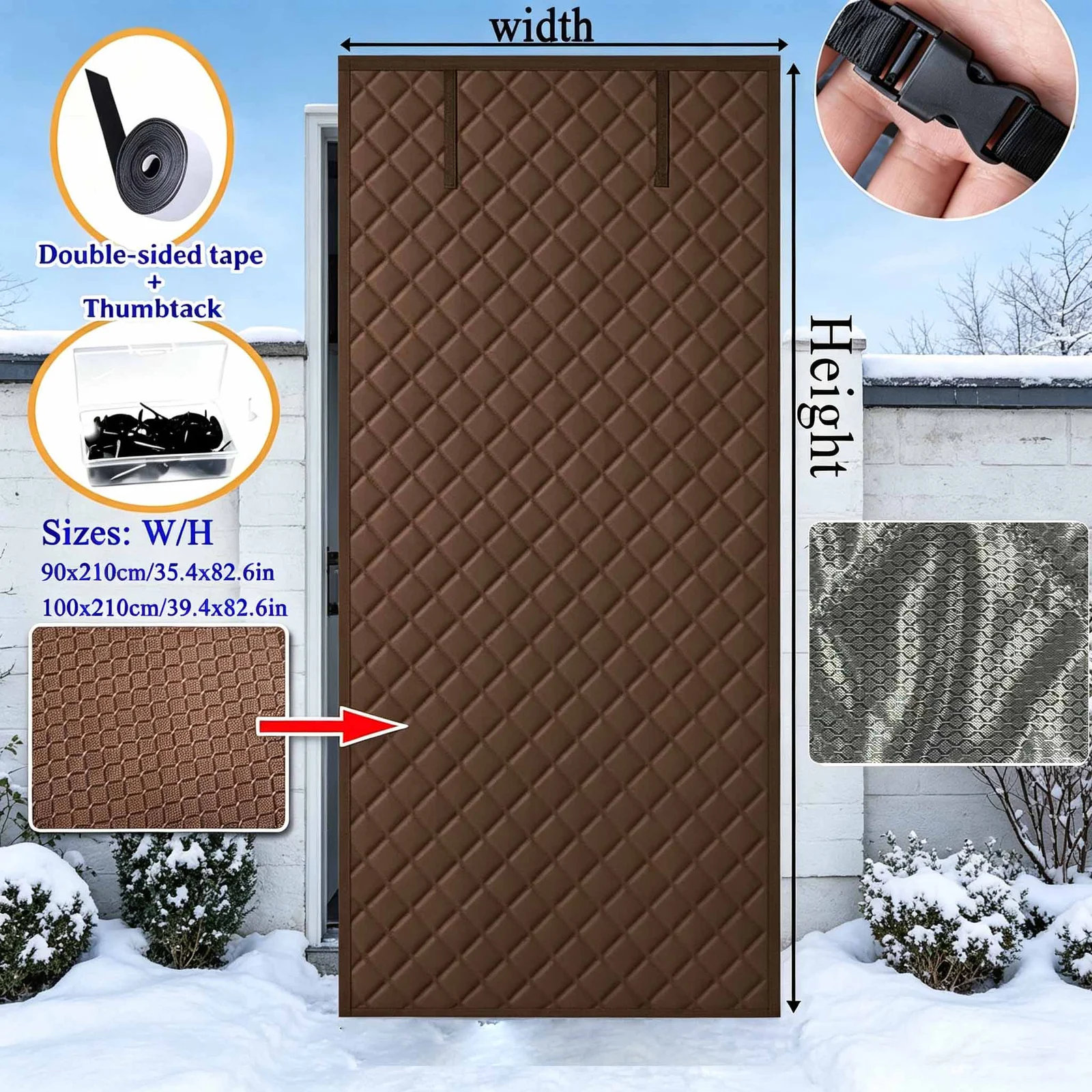 Roll-up Thick Insulated Door Curtain, Block Cold Wind Save Heating Cost, Dual… — image 4