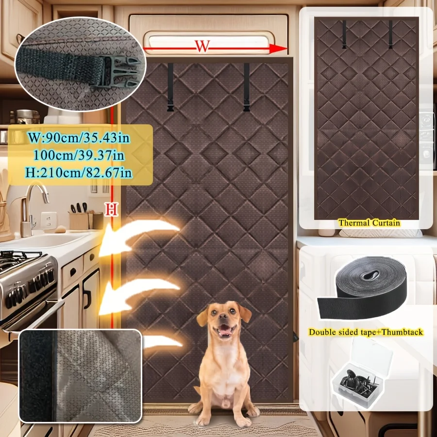 Rollable Magnetic Cotton Insulated Door Curtain, Block Outdoor Cold Wind Lock Indoor… — image 7