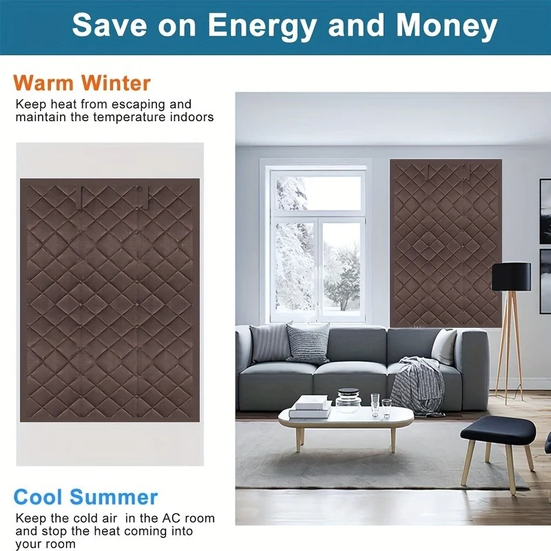 Rollable Magnetic Cotton Insulated Door Curtain, Block Outdoor Cold Wind Lock Indoor… — image 3