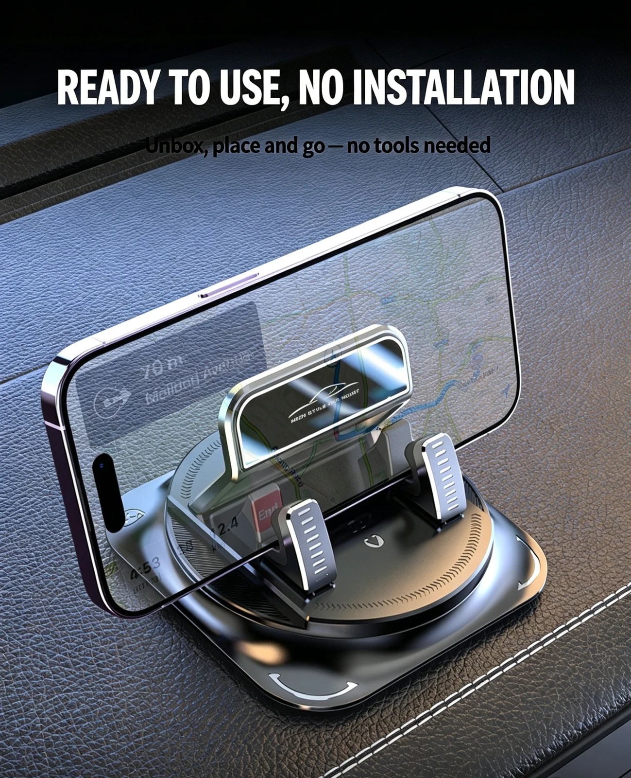 Rotatable Dashboard Car Phone Holder Non Slip Gel Pad Mount Stable Cell Stand For Console — image 3