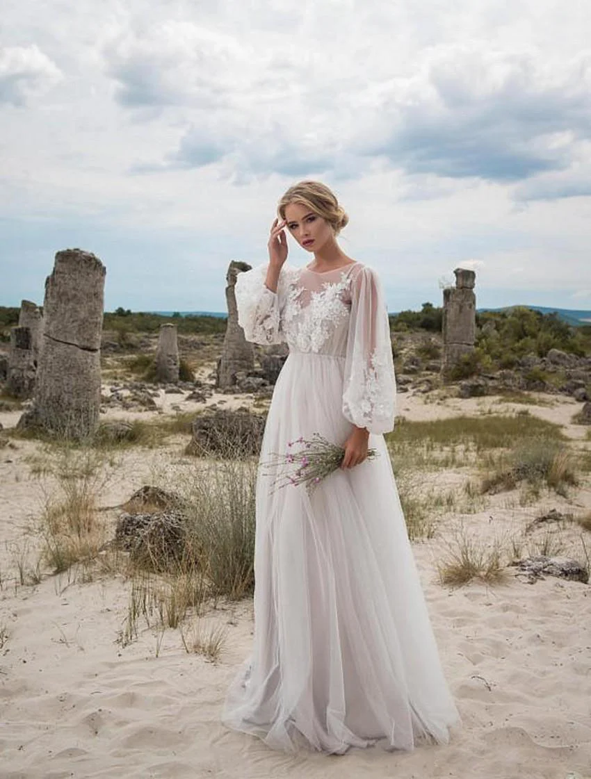 Round Collar Gauze Embroidered One-piece Dress Wedding — image 2