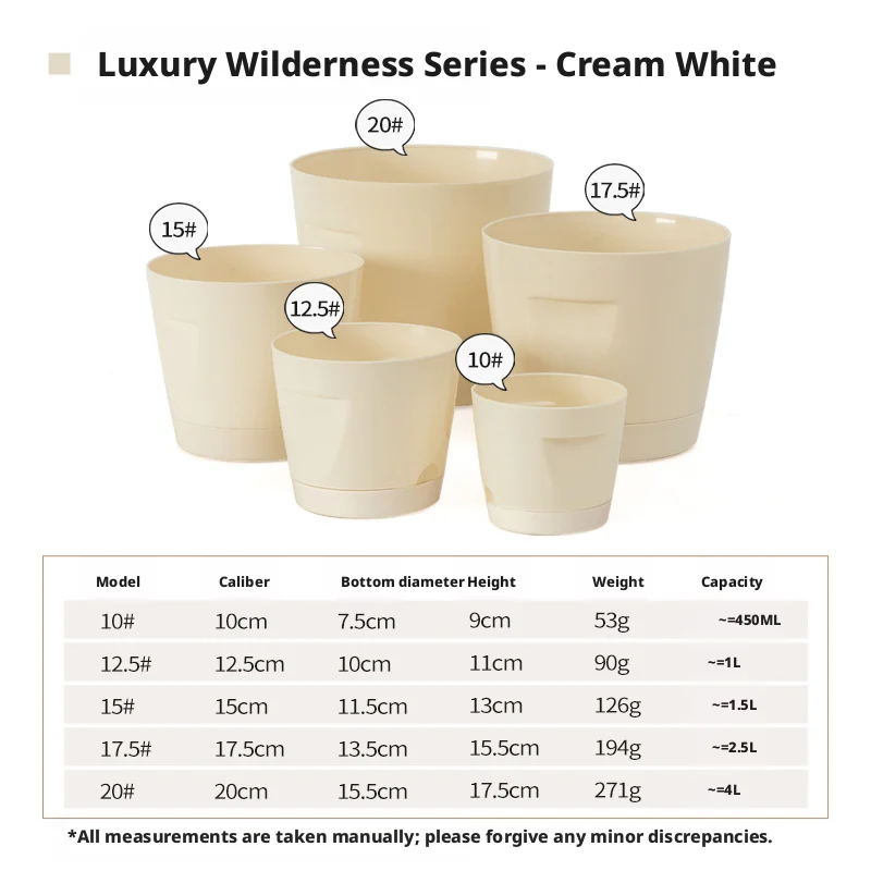 Round Mouth Flowerpot-pp-cream White-15 * 11.5 *13cm-1 Piece — image 1