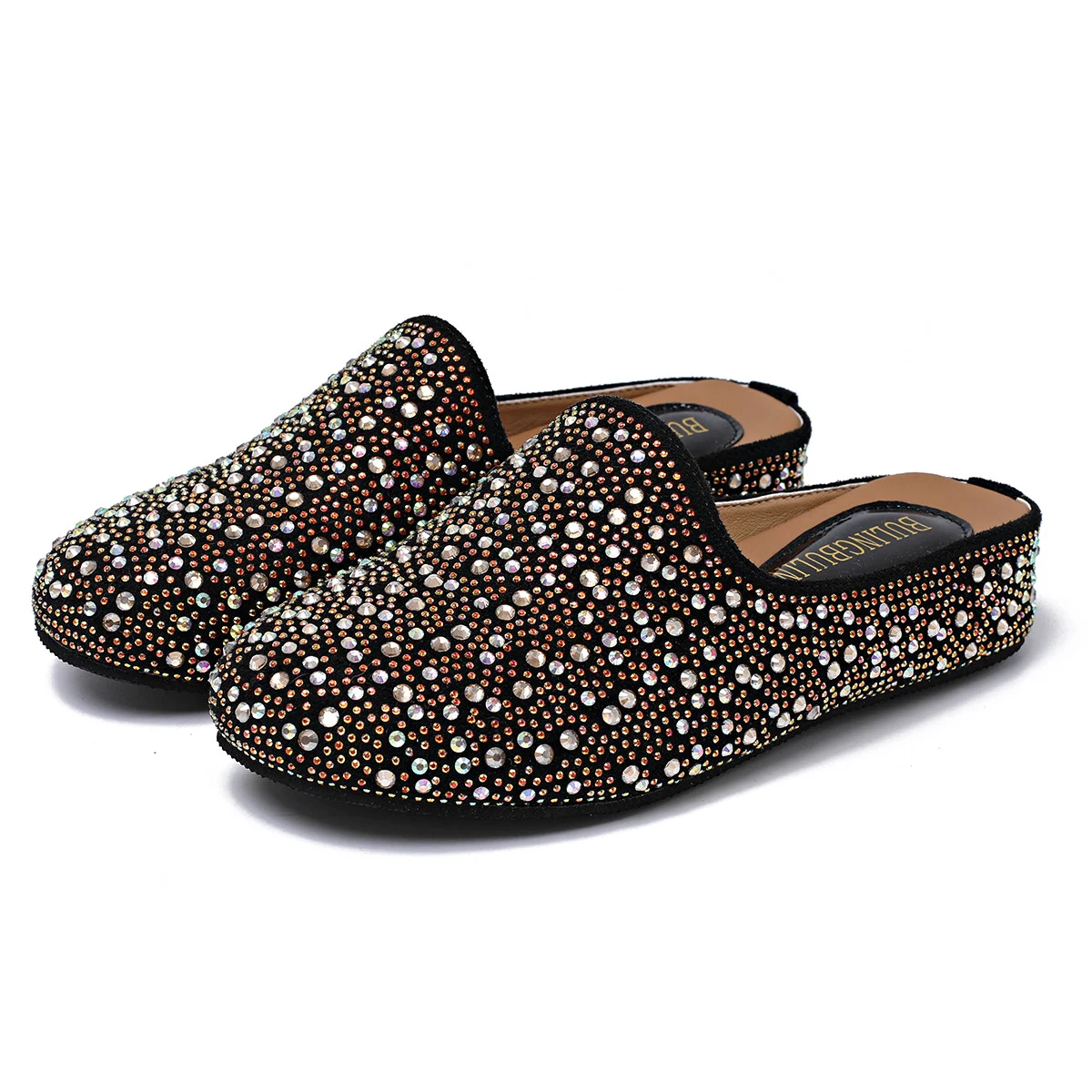 Round-toe Colorful Rhinestone Outerwear Flat Mule For Women — image 4