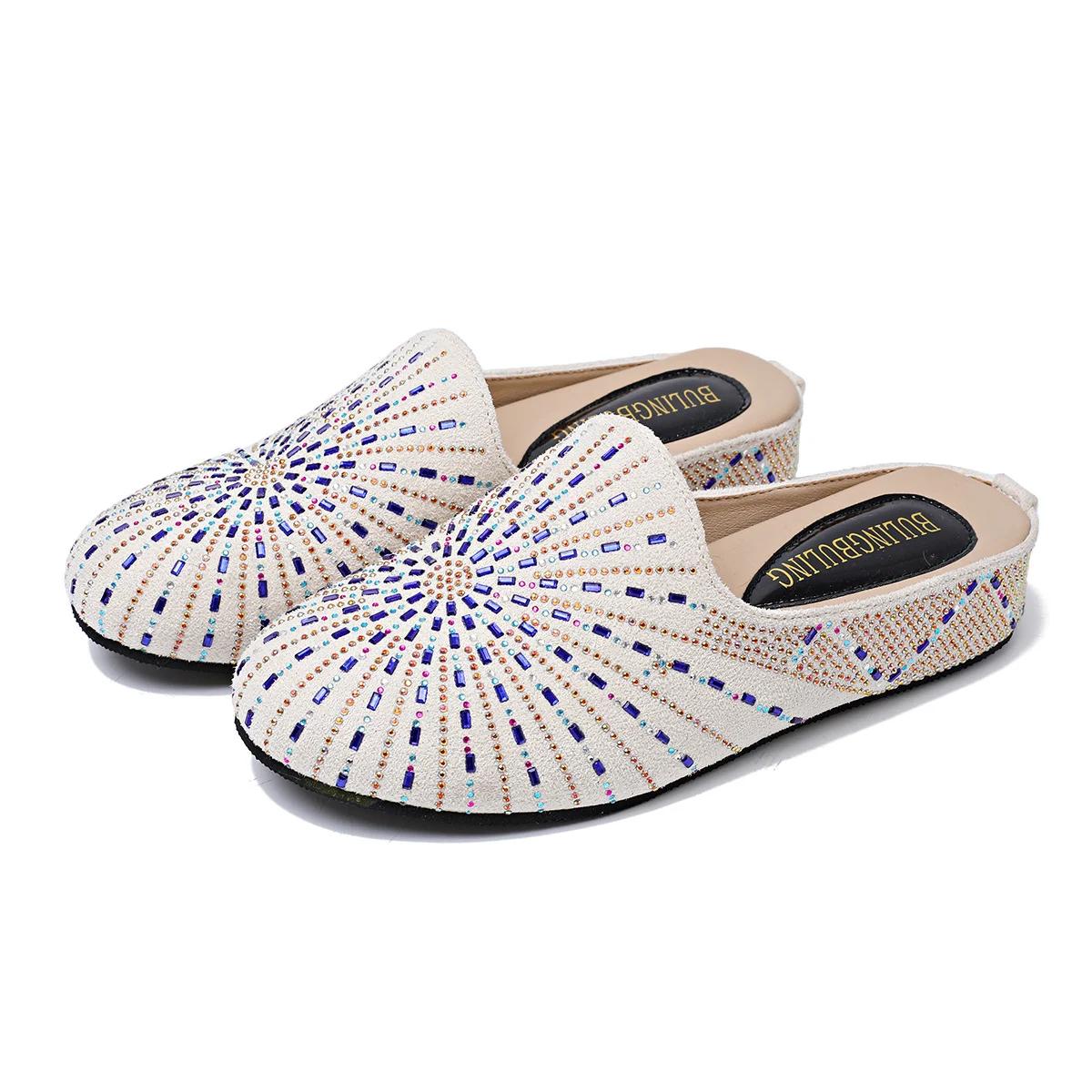 Round-toe Colorful Rhinestone Outerwear Flat Mule For Women — image 7