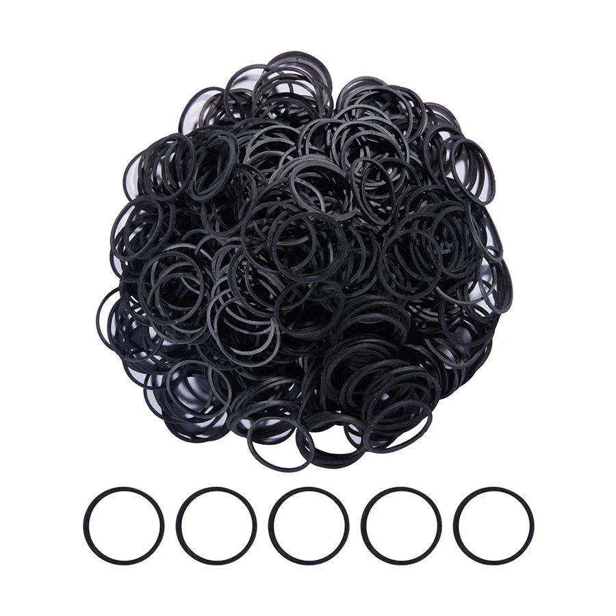 Rubber Bands 15mm, 300 Black Elastic Hair Ties For Braids Soft Durable No-snag All Types — image 3