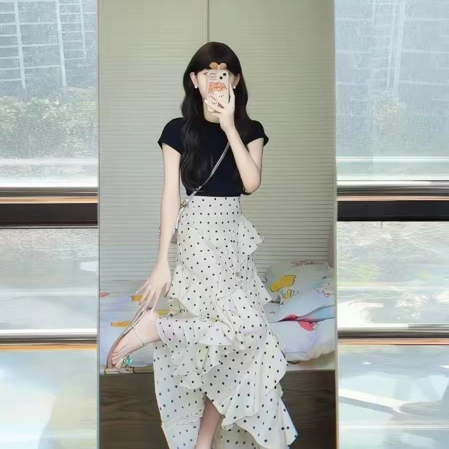 Ruffle-trimmed Polka-dot High-end Figure-flattering Skirt — image 6