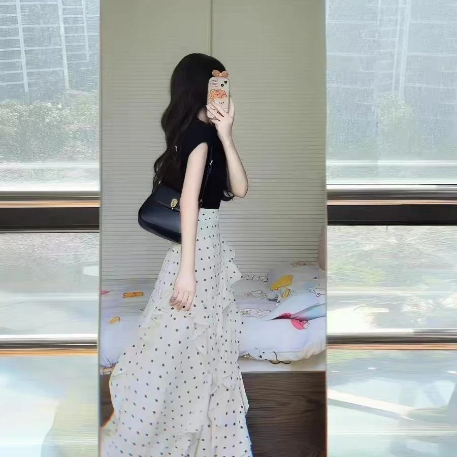 Ruffle-trimmed Polka-dot High-end Figure-flattering Skirt — image 1