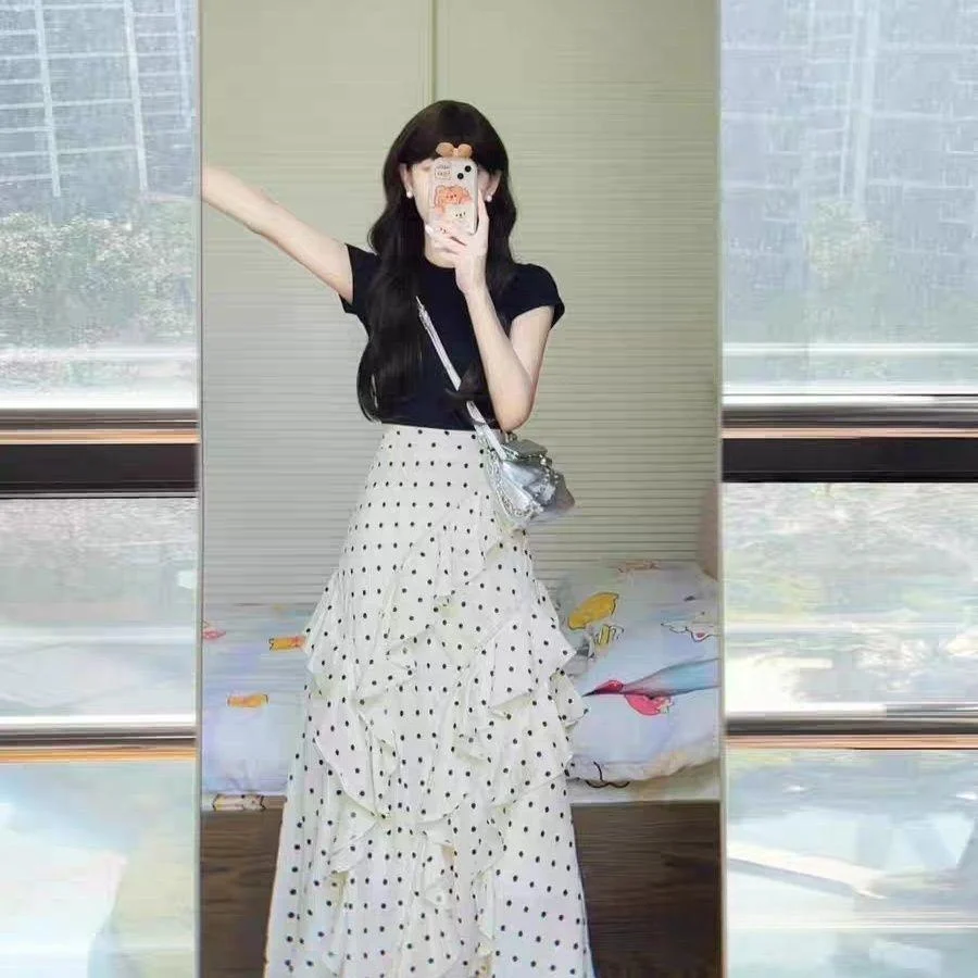 Ruffle-trimmed Polka-dot High-end Figure-flattering Skirt — image 2