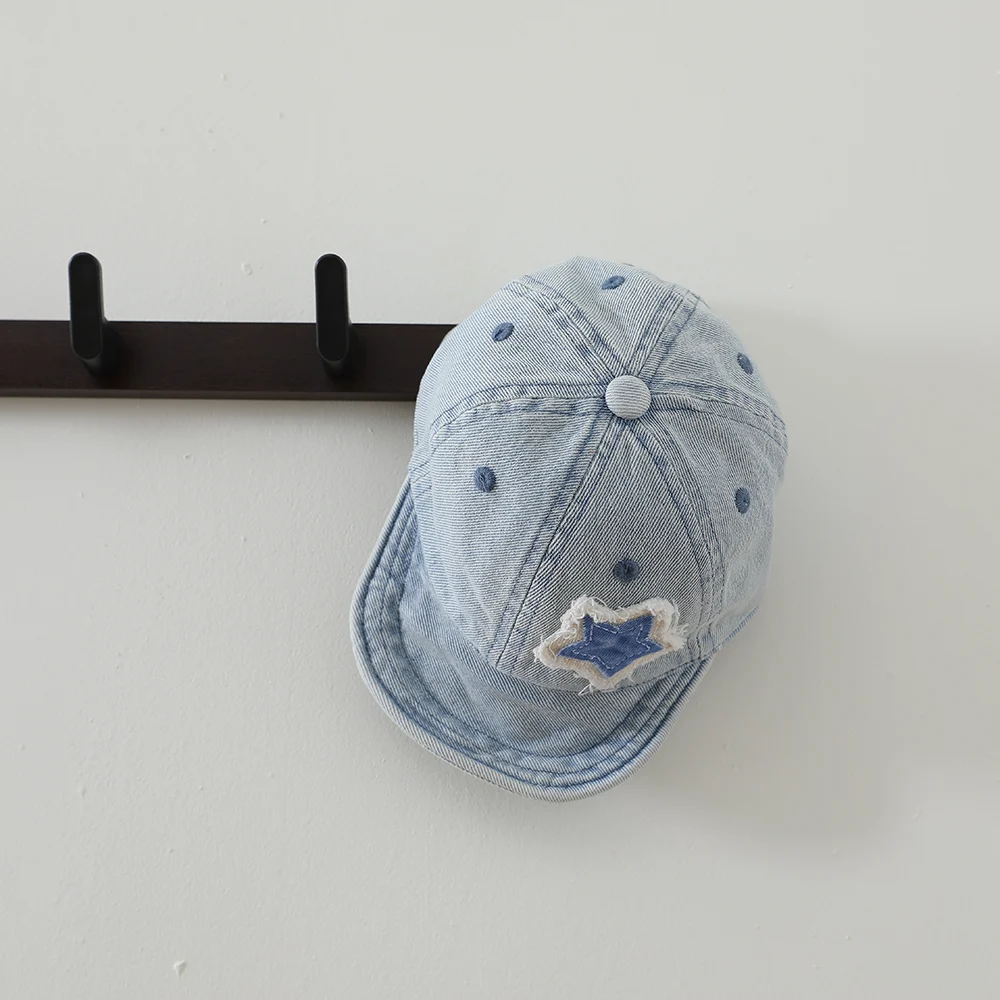 Ruffled Fabric Star Children's Denim Baseball Cap, Washed And Distressed Soft Brim… — image 2