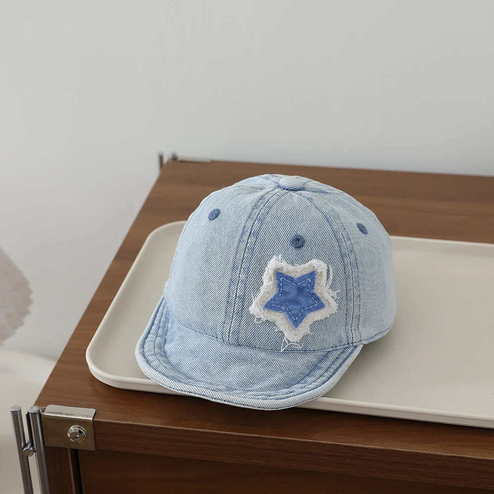 Ruffled Fabric Star Children's Denim Baseball Cap, Washed And Distressed Soft Brim… — image 9