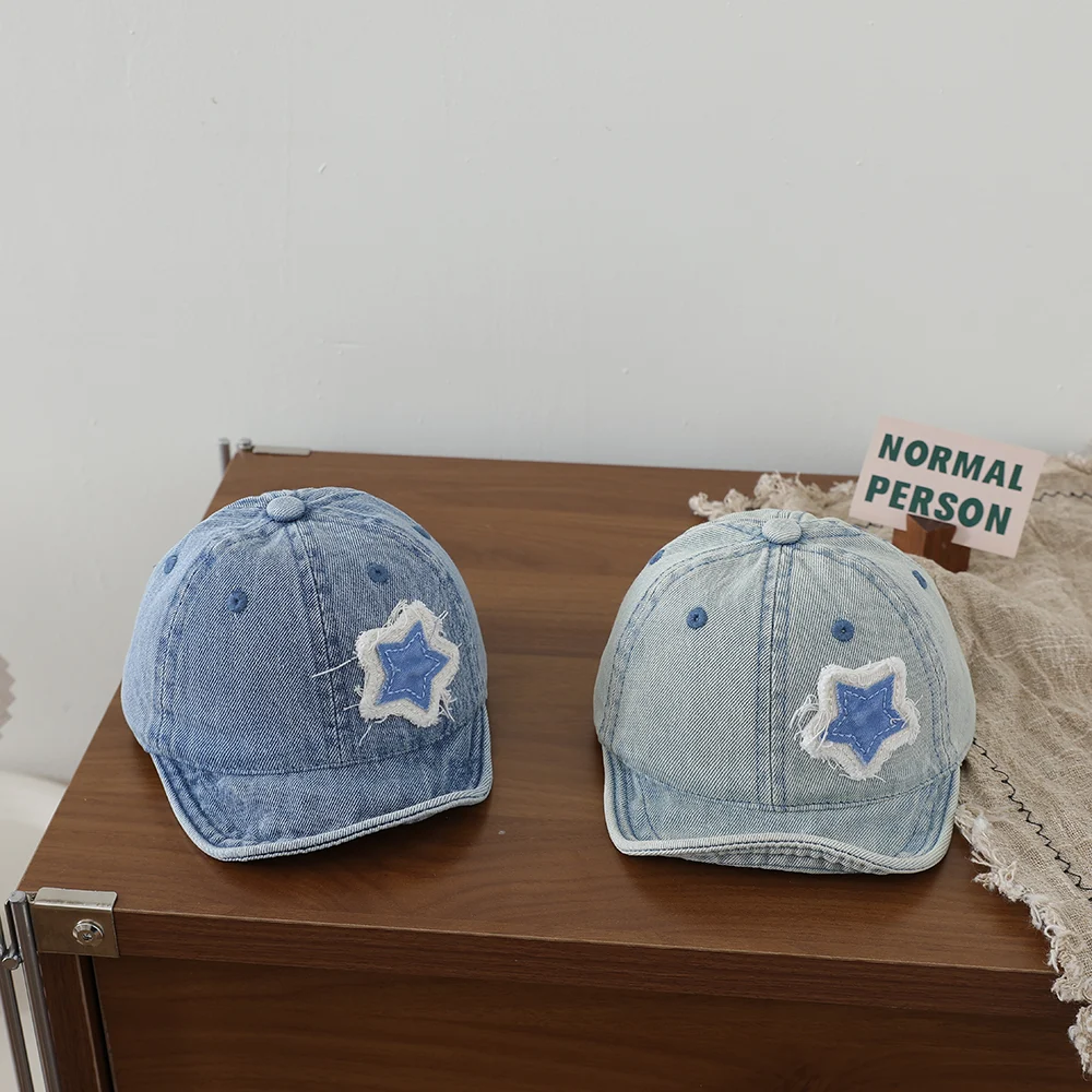 Ruffled Fabric Star Children's Denim Baseball Cap, Washed And Distressed Soft Brim… — image 8