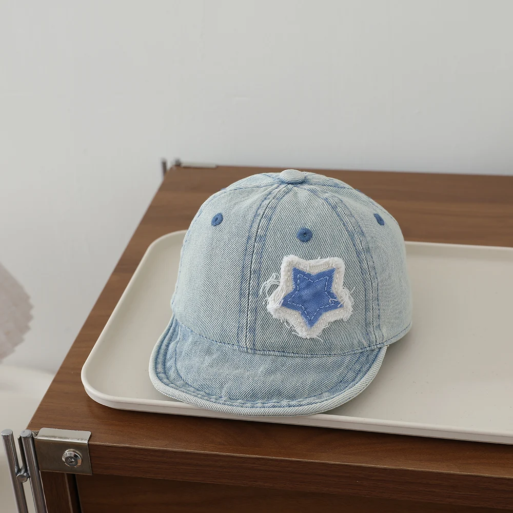 Ruffled Fabric Star Children's Denim Baseball Cap, Washed And Distressed Soft Brim… — image 7