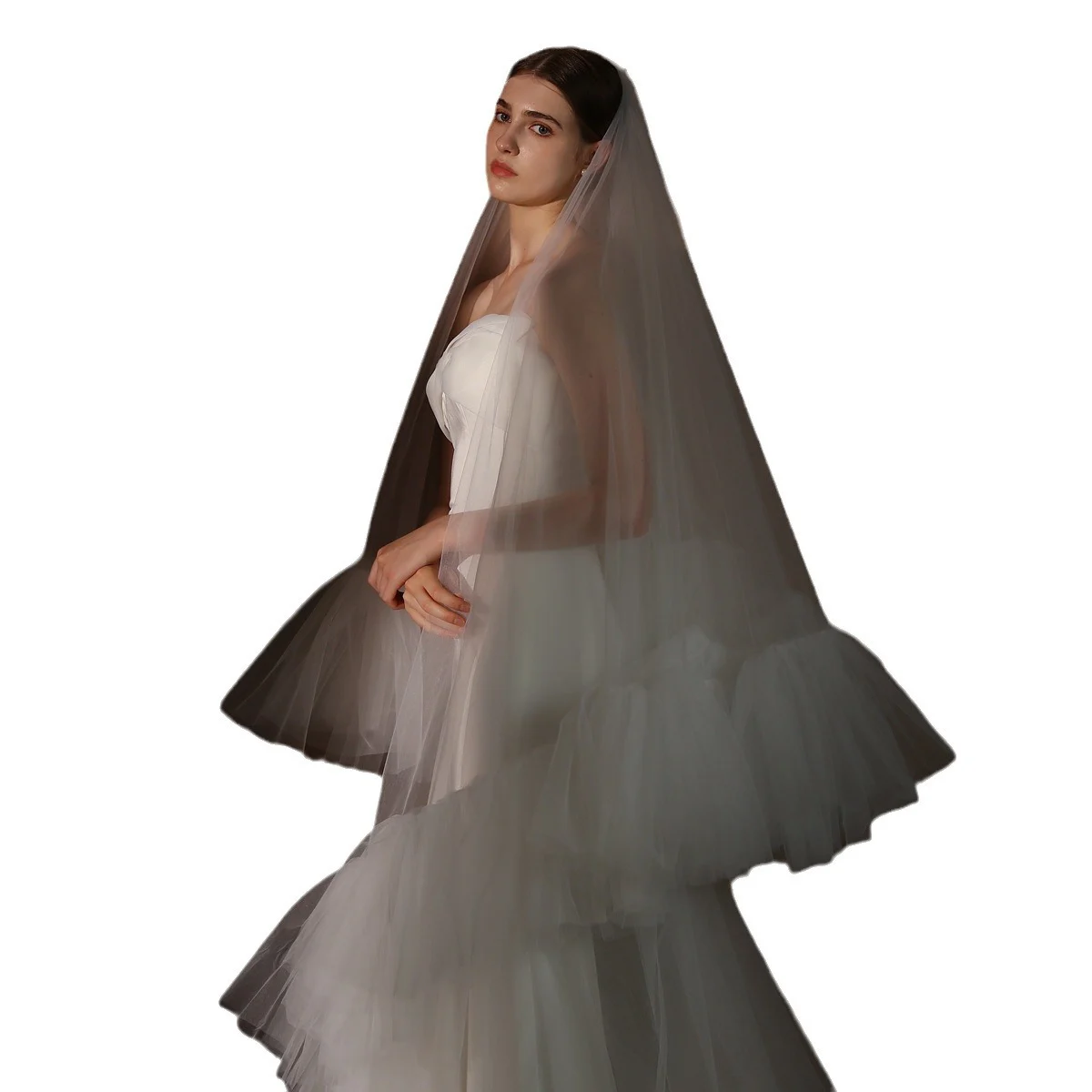 Ruffled Ruffle Double-layer Bridal Veil — image 5