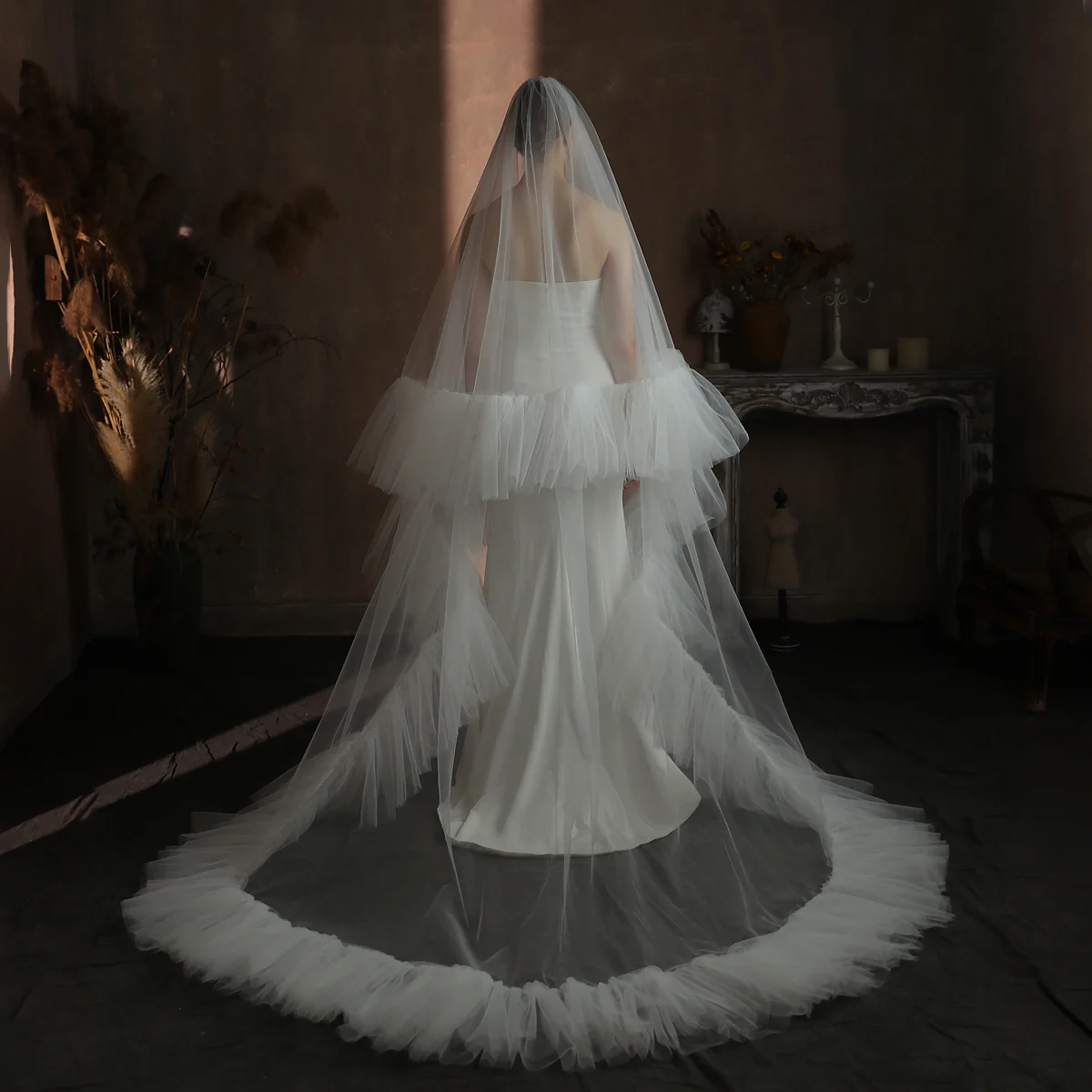 Ruffled Ruffle Double-layer Bridal Veil — image 1