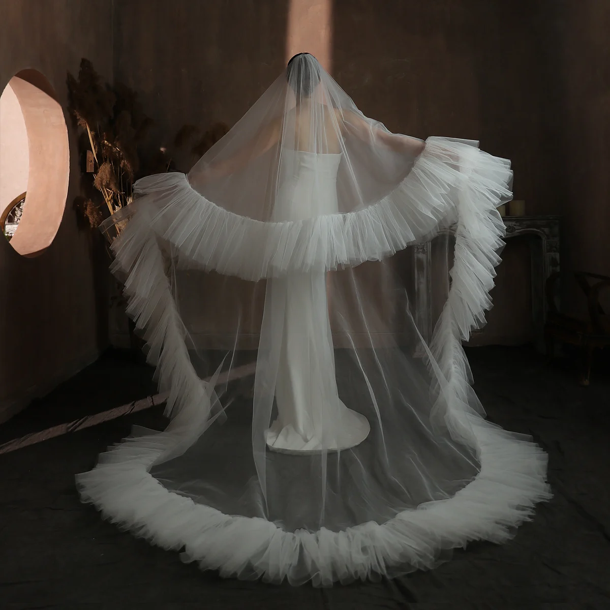 Ruffled Ruffle Double-layer Bridal Veil — image 2