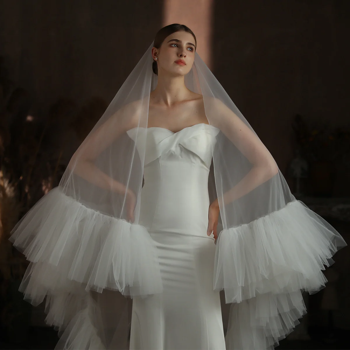 Ruffled Ruffle Double-layer Bridal Veil — image 4