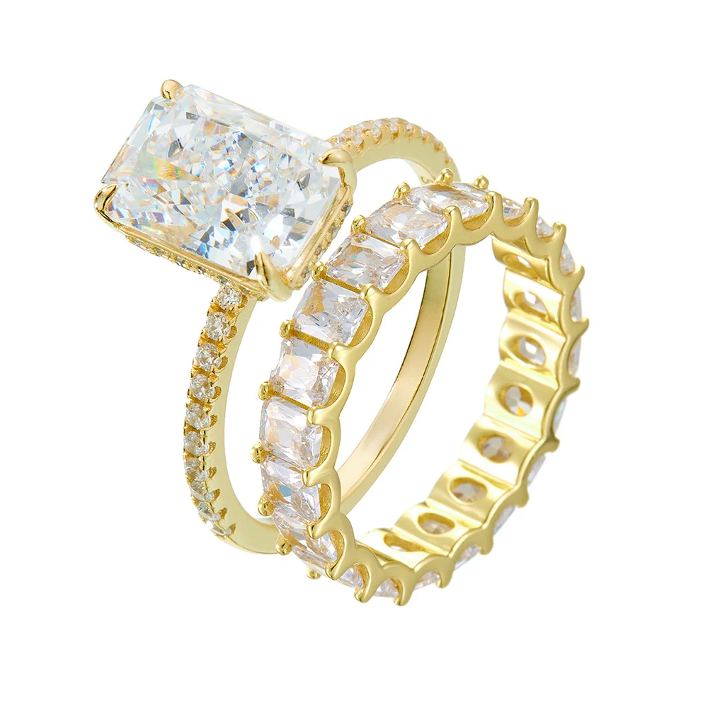 S925 Sterling Silver 5A Cubic Zirconia Ring Set — image 4