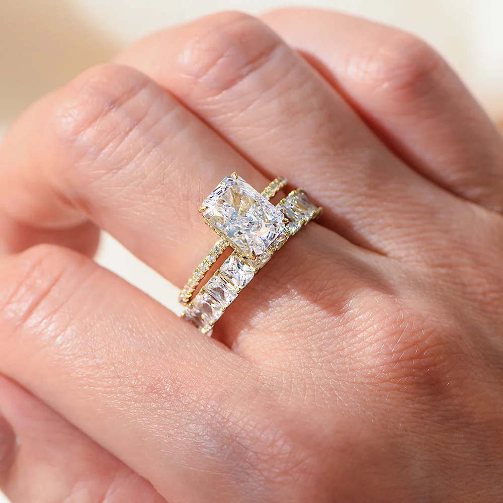 S925 Sterling Silver 5A Cubic Zirconia Ring Set — image 3