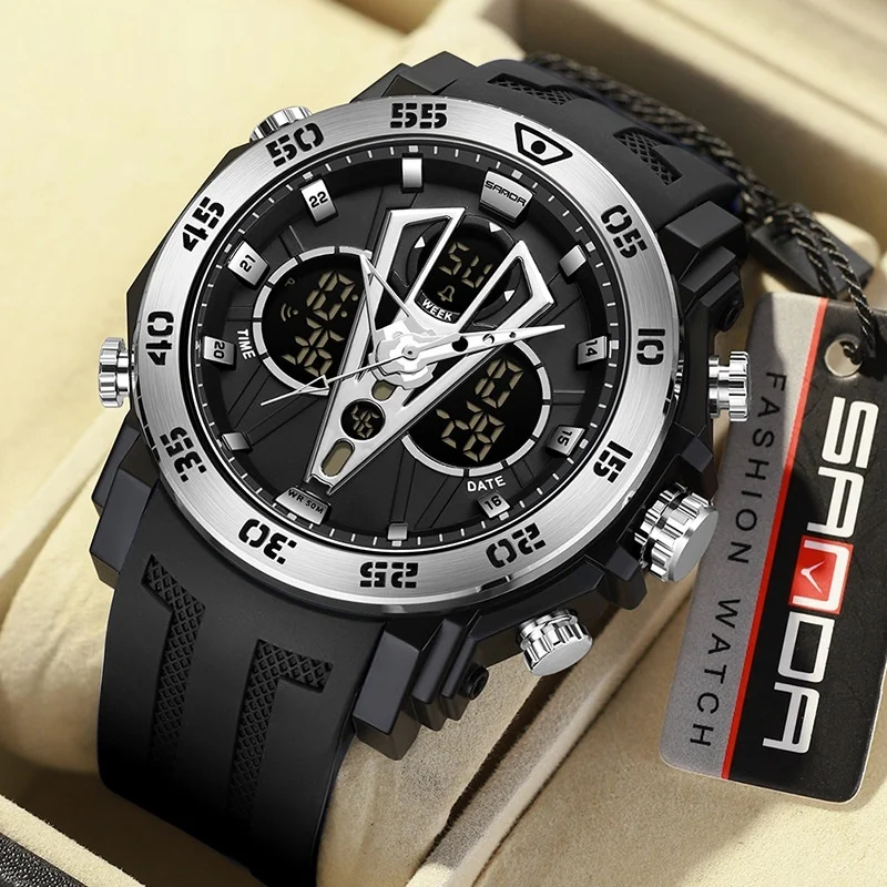 Sanda Youth Dual-display Watch For Men — image 8
