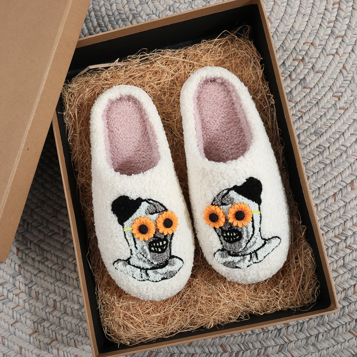 Scary Night Horror Clown Embroidered Cotton Slippers For Men And Women Autumn Winter — image 7