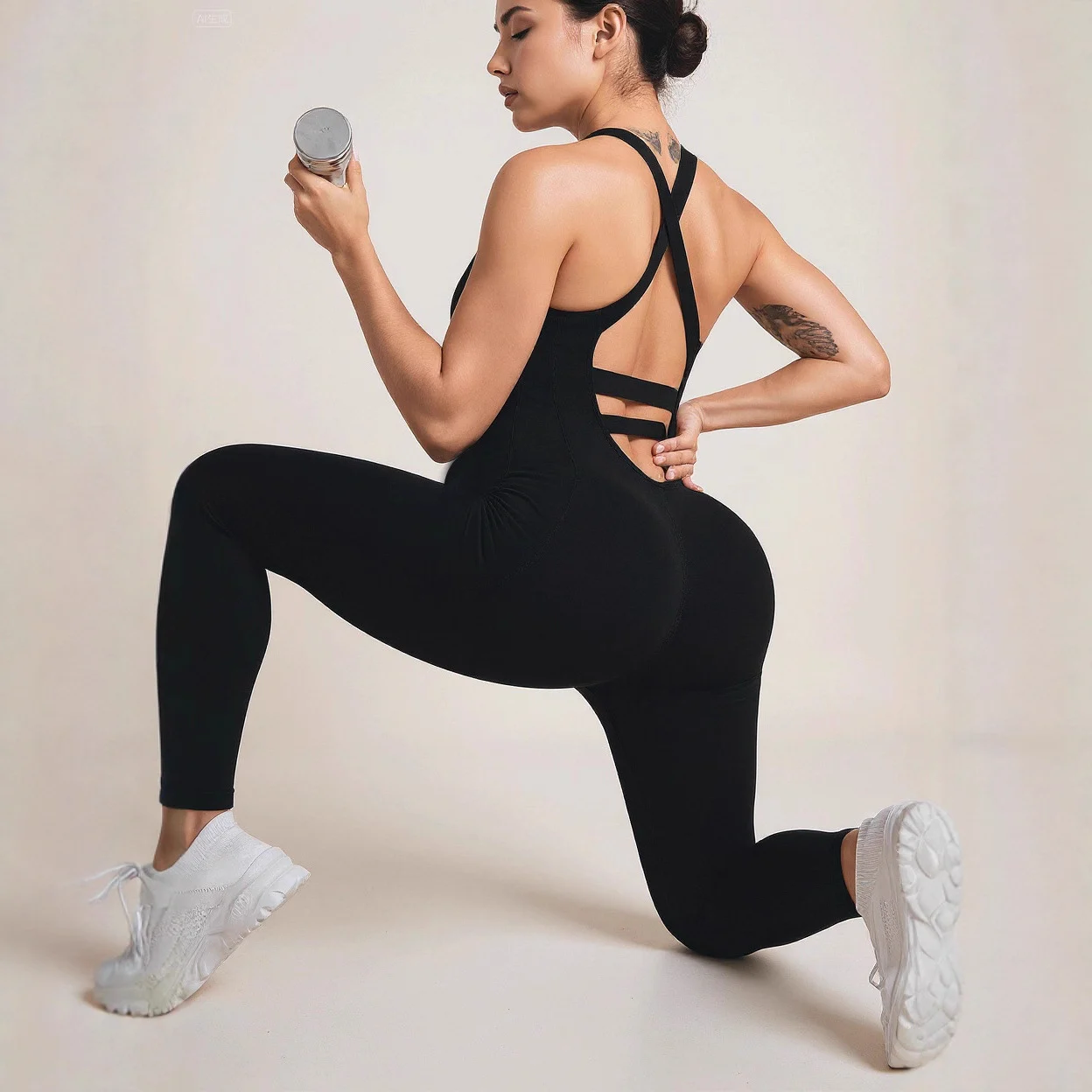 Seamless Knitted Exercise Yoga Clothes Hip Raise Slim Fit Quick-drying Fitness Jumpsuit — image 2