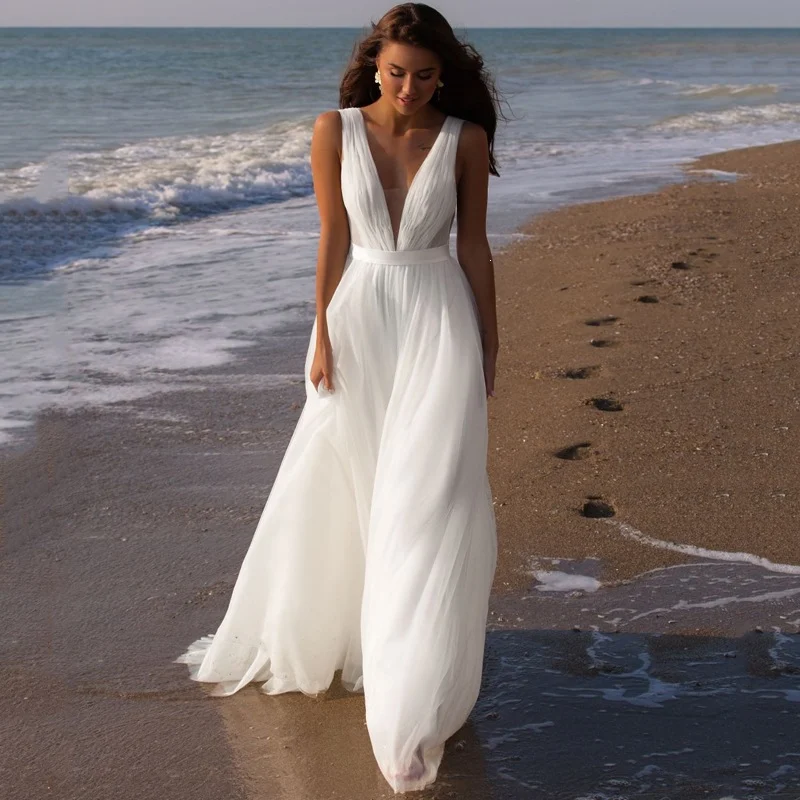 Seaside Outdoor Travel Photoshoot Bride In Wedding Dress — image 2