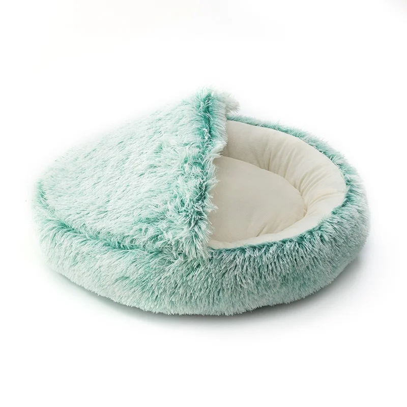 Semi-enclosed Plush Pet Bed With A Shell Design — image 2