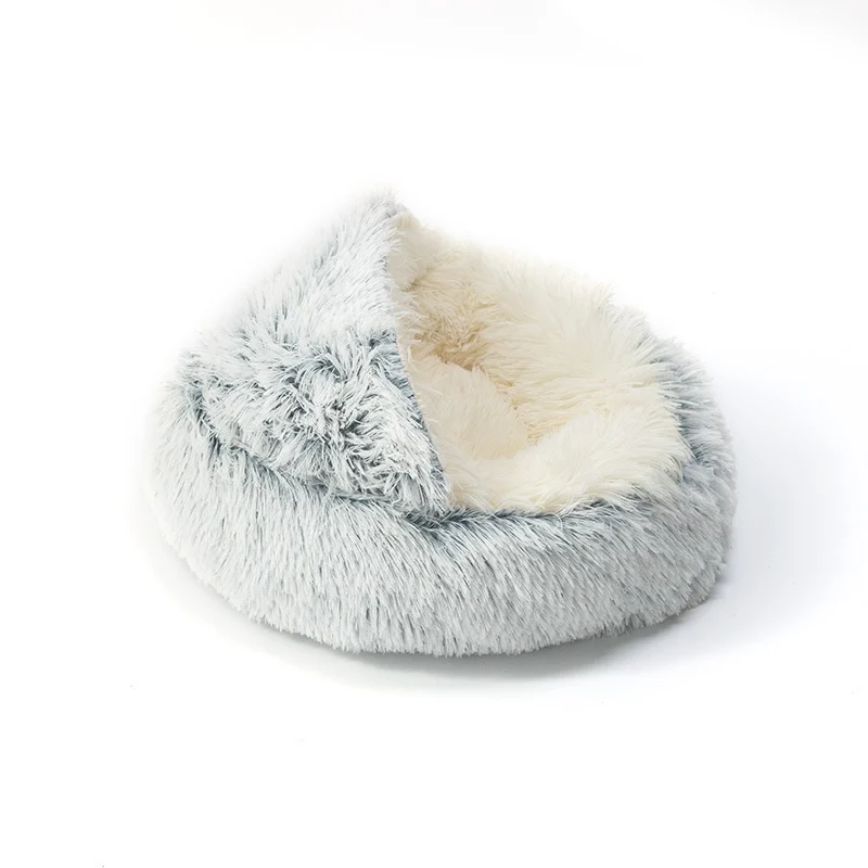 Semi-enclosed Plush Pet Bed With A Shell Design — image 8
