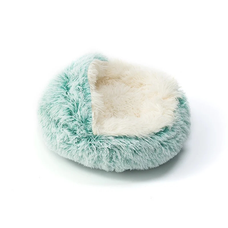 Semi-enclosed Plush Pet Bed With A Shell Design — image 7