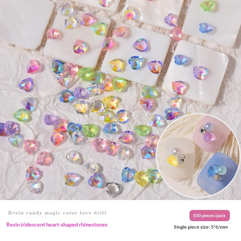 Set Of Aurora Hued Ice Cube Shaped Small Square Nail Rhinestones — image 5