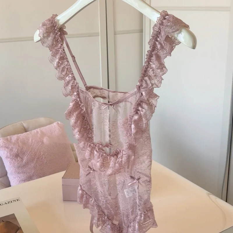Sexy See-through Jumpsuit Pajamas Strappy Homewear For Women — image 5