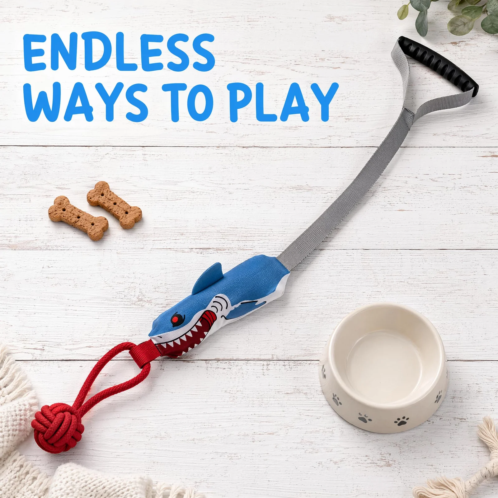 Shark Dog Tug Of War Toy, Interactive Squeaky Rope Chew Toys For Dogs — image 6