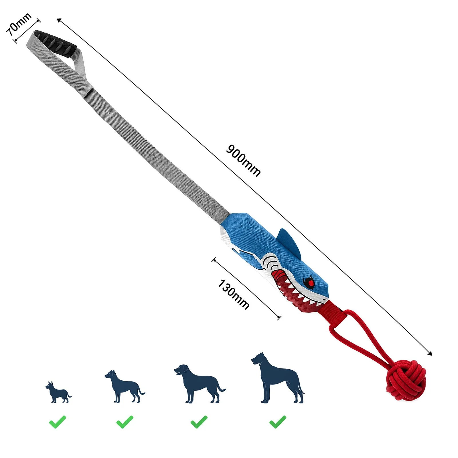 Shark Dog Tug Of War Toy, Interactive Squeaky Rope Chew Toys For Dogs — image 2
