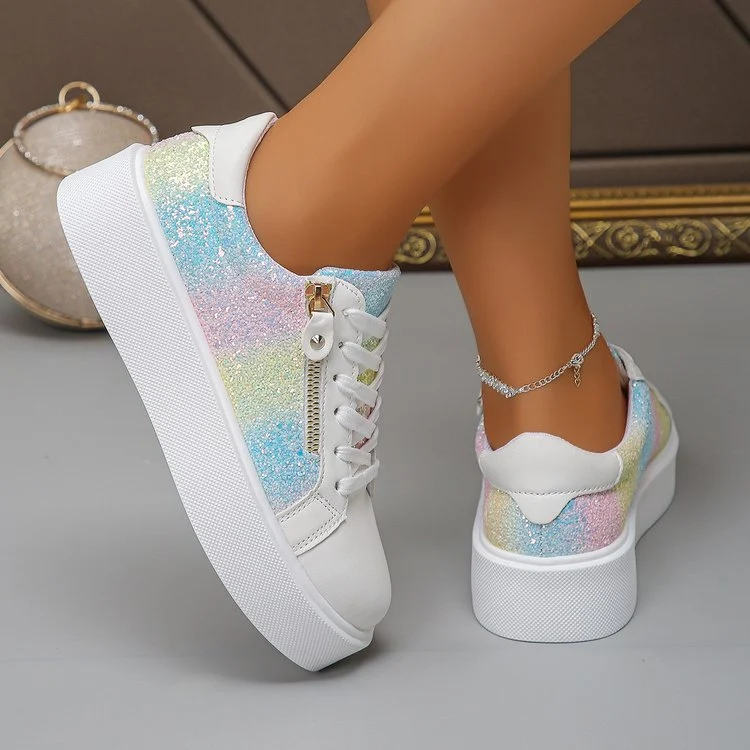 Shiny Sequin Women's Sneakers - Lightweight Casual Sports Shoes For Outdoor Travel And… — image 1