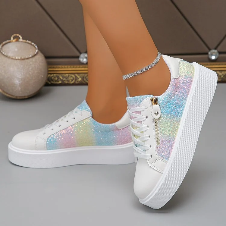 Shiny Sequin Women's Sneakers - Lightweight Casual Sports Shoes For Outdoor Travel And… — image 2
