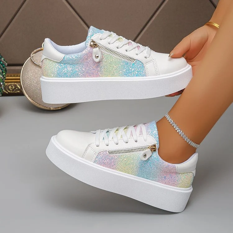 Shiny Sequin Women's Sneakers - Lightweight Casual Sports Shoes For Outdoor Travel And… — image 3