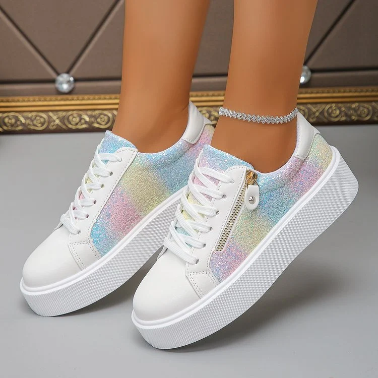 Shiny Sequin Women's Sneakers - Lightweight Casual Sports Shoes For Outdoor Travel And… — image 4
