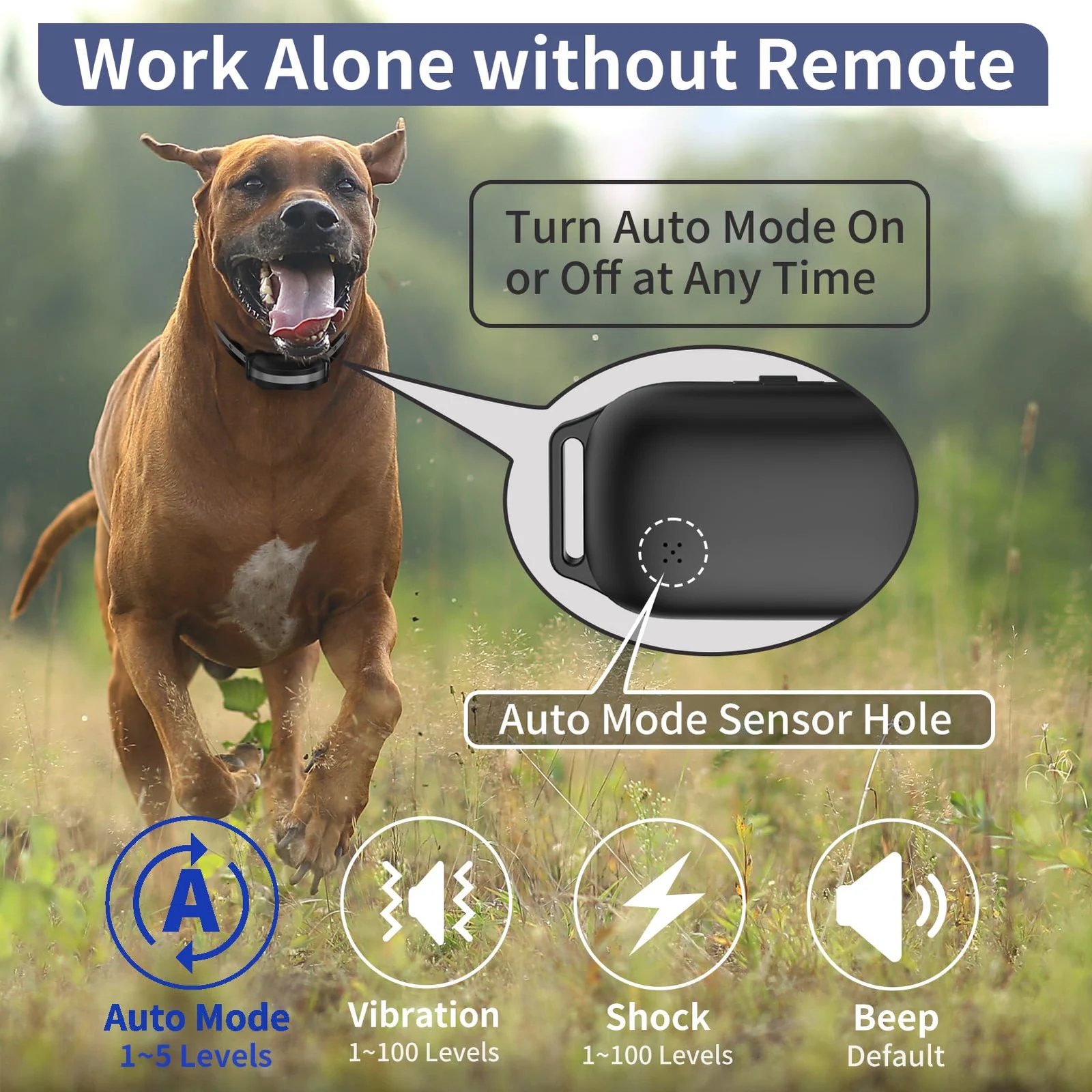 Shock Collar For Large Dogs, Bark With Remote, And Training 2 In 1, Auto - Shock,… — image 3