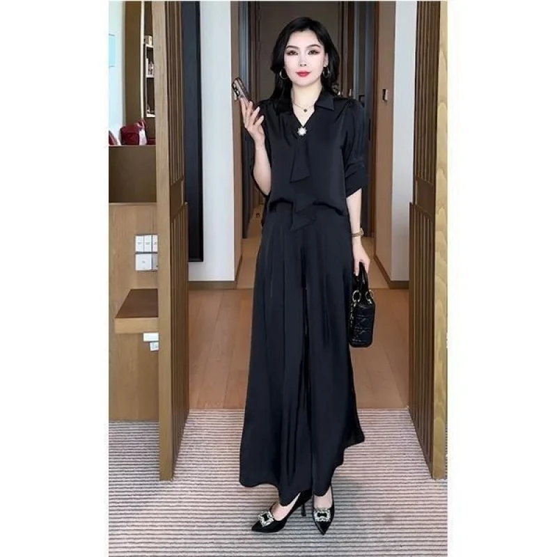 Short-sleeved Top And Wide-leg Pants Two-piece Set — image 4