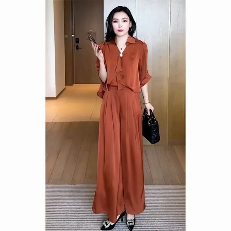 Short-sleeved Top And Wide-leg Pants Two-piece Set — image 5