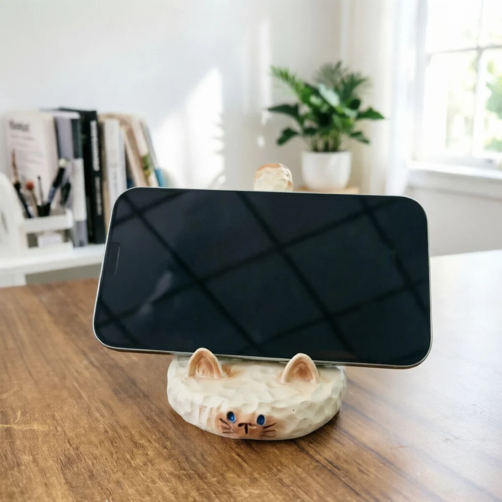 Siam Cat Figurine Phone Holder Cream-style Decorative Item — image 3